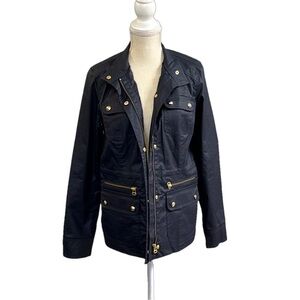 Tommy Hilfiger Utility Rain Jacket (waxed cotton) Navy/Gold Multi Pocket. Size M